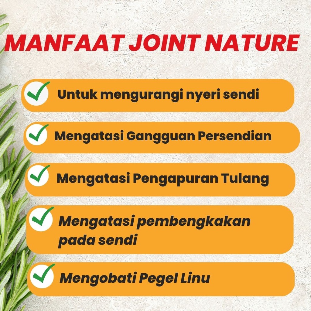 Obat nyeri sendi dan tulang pengapuran tulang lutut dan sakit sendi telapak kaki otot pegal linu osteoporosis belakang herbal paling ampuh Joint Nature