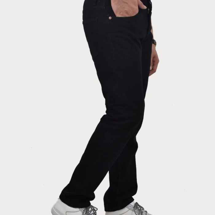 celana jeans pria celana jeans pria standar regular fit-celana denim pria panjang 27-38 - Hitam, 29(