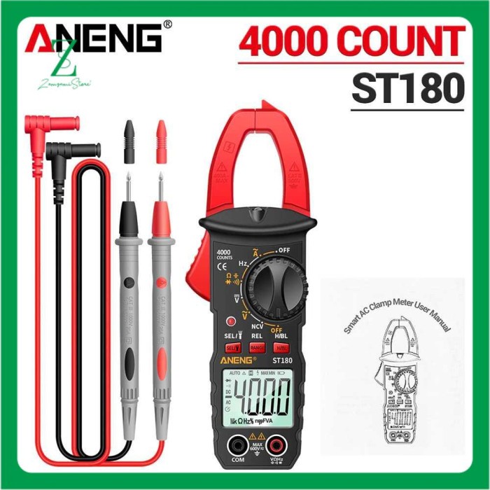 Digital Clamp Meter Voltage Tester - Taffware ANENG ST180