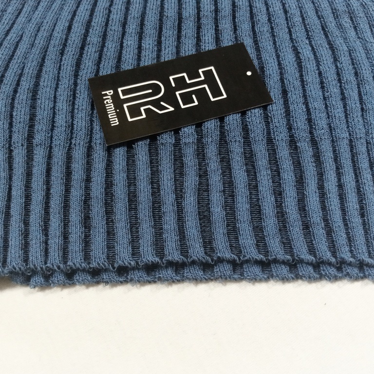RH - Baju rajut sweater turtleneck wanita salur bordiran LOVE DENIM kerah tinggi atasan lembut tebal