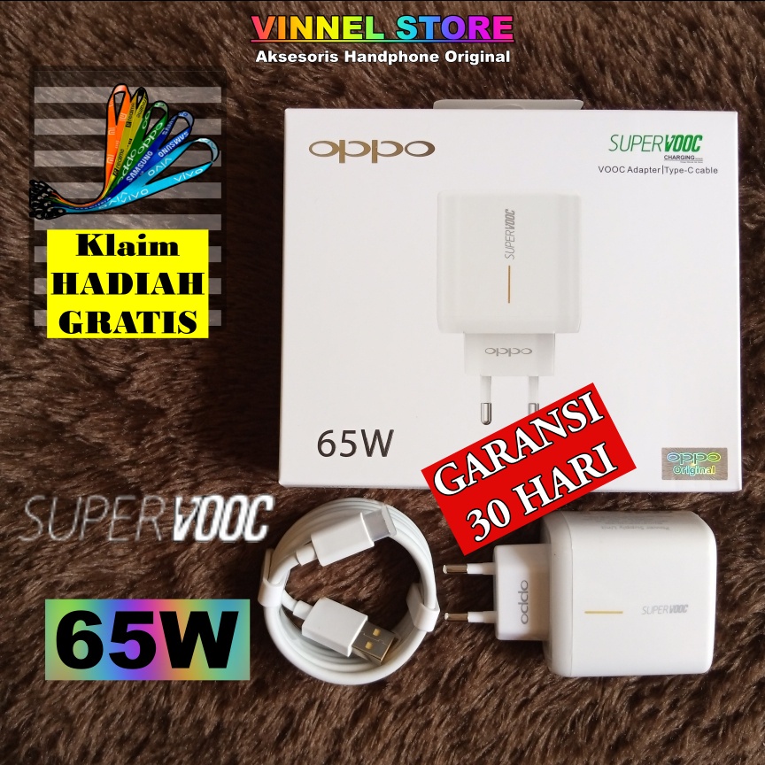 Charger Oppo Super VOOC Type C 80W / 65W / 30W Original 100% Fast Charging