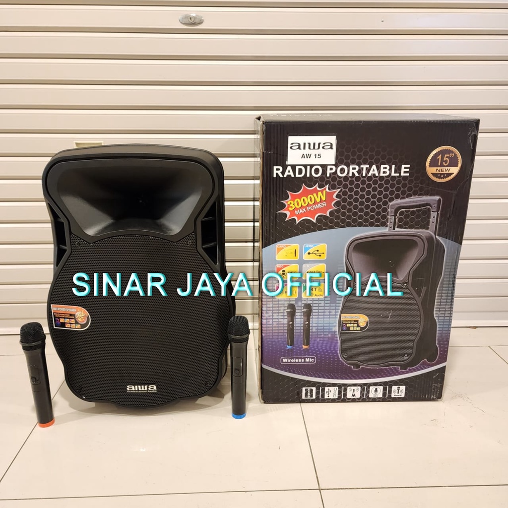 SPEAKER PORTABLE AIWA 15INCH AW15 BLUETOOTH - USB COCOK BUAT MEETING
