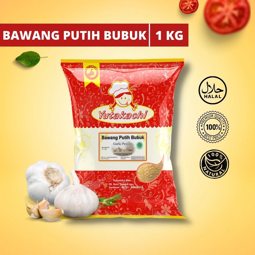 BAWANG PUTIH BUBUK 1KG YUTAKACHI (GARLIC POWDER, PUSAT BUMBU, REMPAH ALAMI, BALADO, CABE BUBUK)