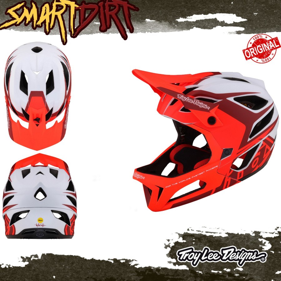 HELM TLD STAGE VALANCE RED MTB DOWNHILL HELM SEPEDA TLD STAGE ORI