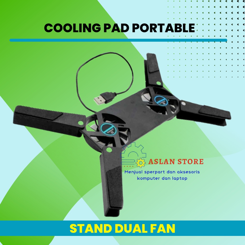 Coller Cooling Pad laptop Notebook Lipat Portable X Stand pendingin laptop Dual Fan