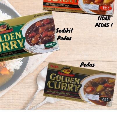 

➦ Golden Curry. Bumbu Masak Dapur Kari Jepang. Curry Jepang. Japanese Instant Halal Mild Medium Extra Hot SB S&B 220gr ♂