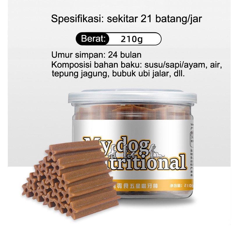 Dental Stick Puppy Makanan Anjing Cemilan Dog Treats Cleaning Teeth Snack Sehat Pembersih Gigi 210G