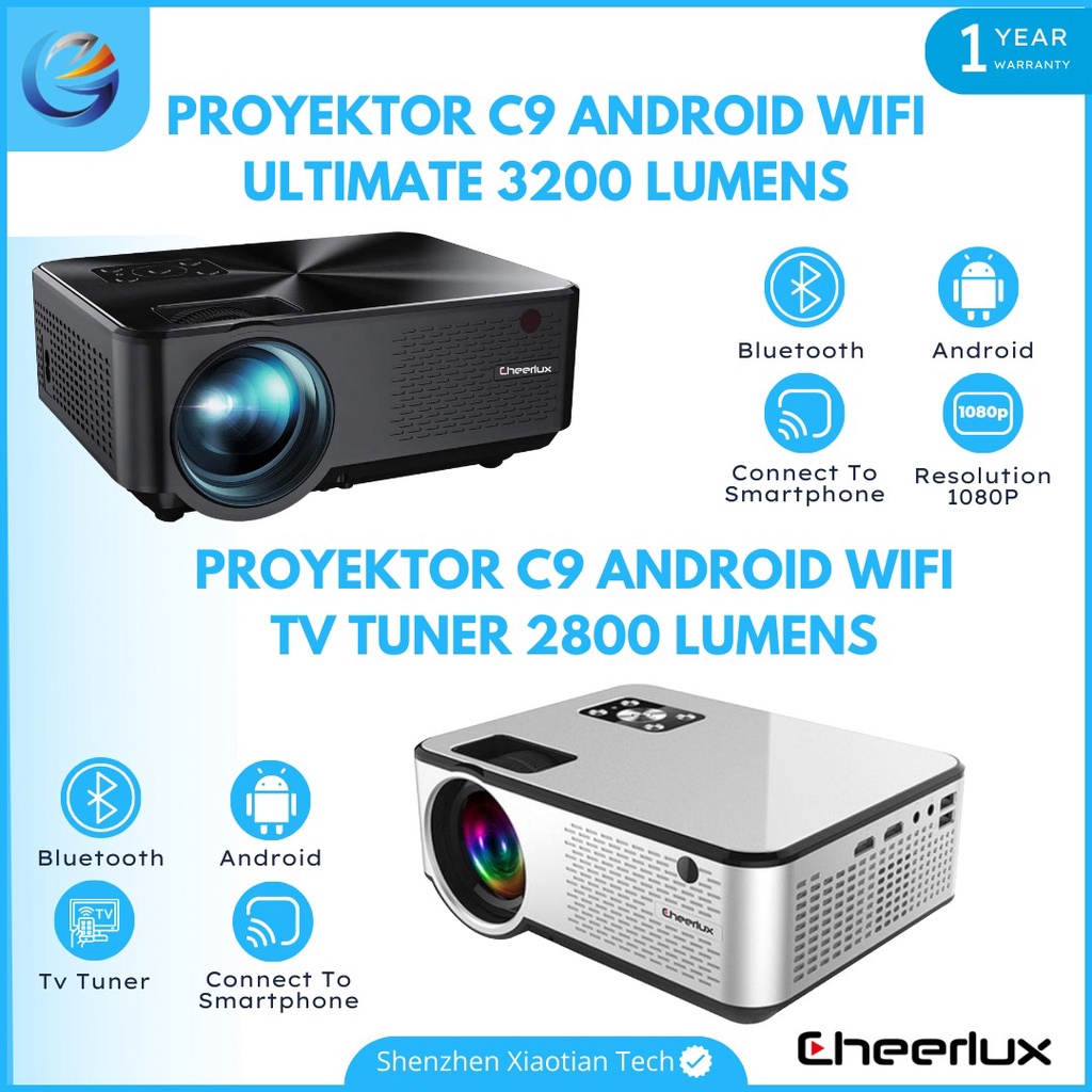 Proyektor C9 Android Wifi | Projector C9 Android | Cheerlux C9 Wifi | Cheerlux C9 Android | Proyekto