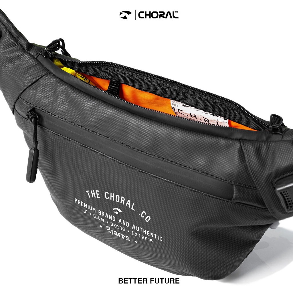 CHORAL VEGAS | Tas Pinggang Selempang Waistbag Pria Big Compartment &amp; 2 Side Color Water Resistant