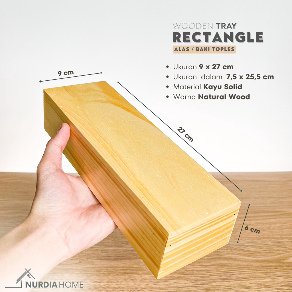 Nampan Baki Alas Kayu Persegi (Tray Rectangle by Nurdia Home) Wadah / Tatakan toples / Rak dapur - WT02