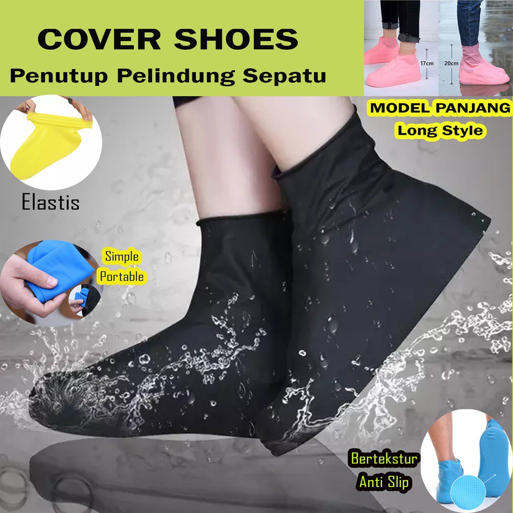 Sarung Pelindung Sepatu Cover Elastis Anti Air Hujan Waterproof