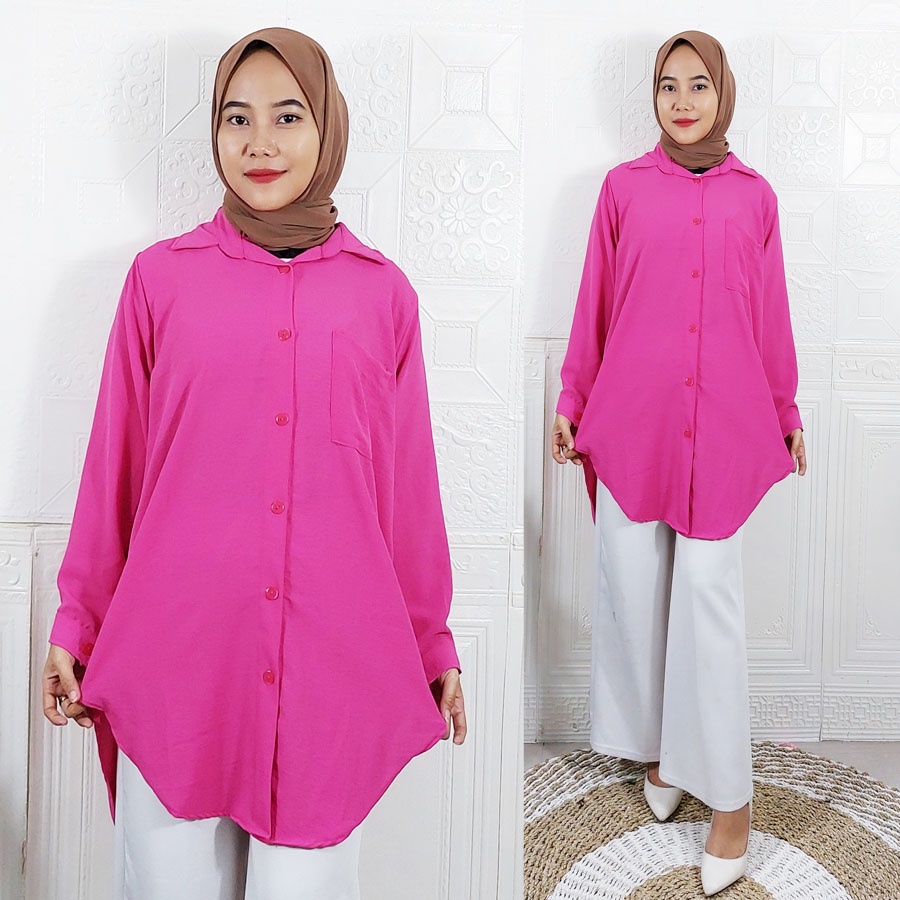 PREMIUM KEMEJA CRINGKLE AIR FLOW ANSYA TOP WANITA PANJANG BY GL FASHION