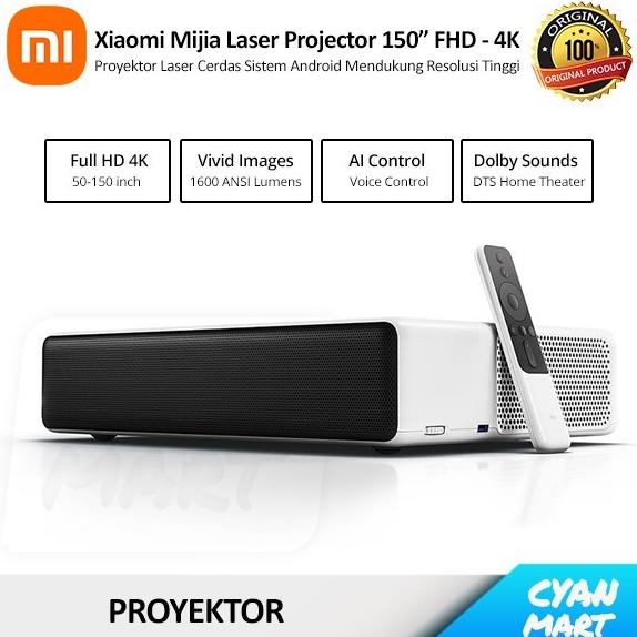 Proyektor Xiaomi Mijia Laser Projector 150" Smart Android Fhd 4K Streethuupsstore
