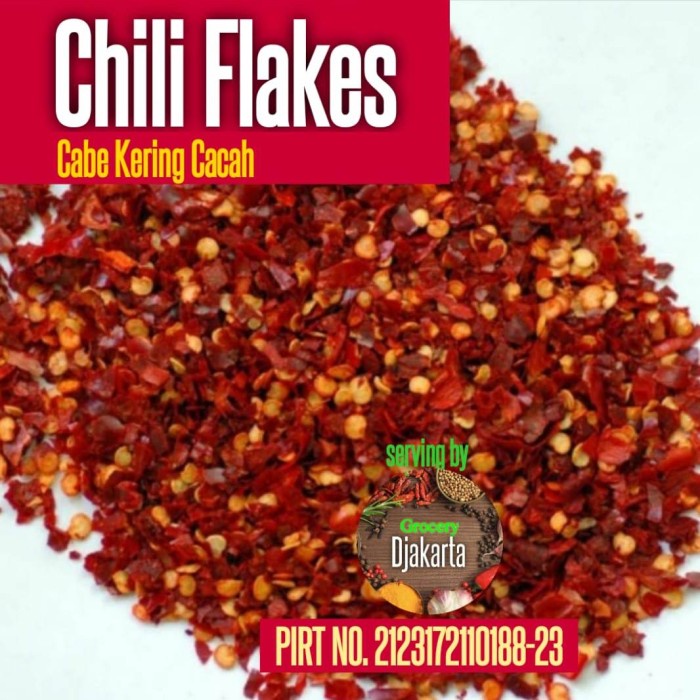 

[Ready Stock-Terjangkau] Dried Chili Flakes Grade A 1kg / Cabe Merah Cacah Kasar Grade A 1kg