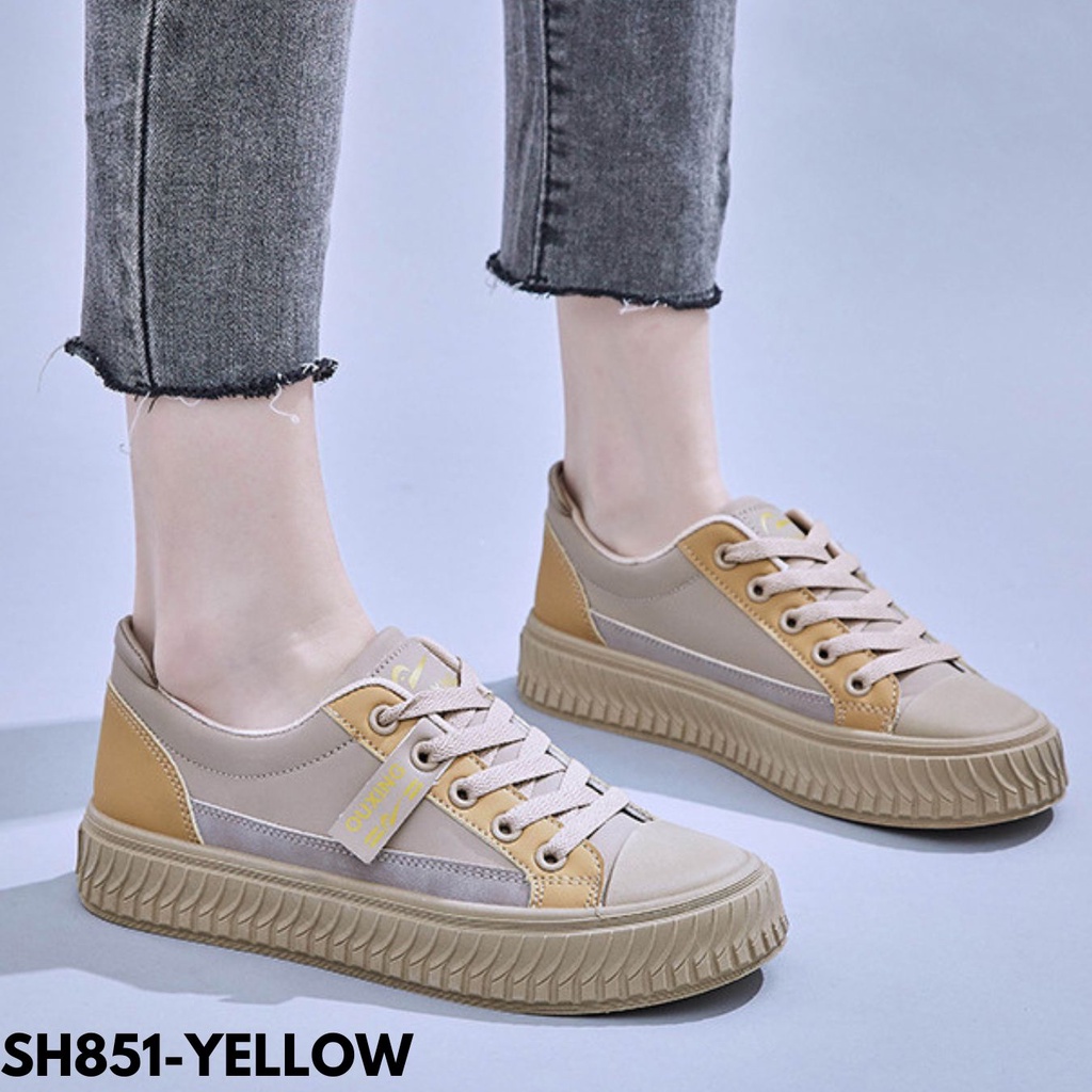 SEPATU SNEAKERS WANITA DESIGN SIMPLE CASUAL STYLE BAHAN BERKUALITAS PU IMPORT SH851