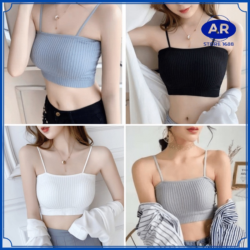 Sport Bra Kemben Tali Kecil Dalaman Wanita Korea Import BH Gym Zumba Tanpa Kawat Tanktop Spaghetti