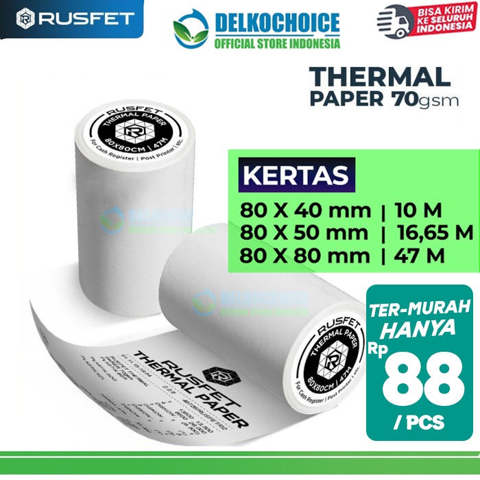 

Paper Termal Kertas Thermal Printer Struk Kasir POS Barcode RUSFET