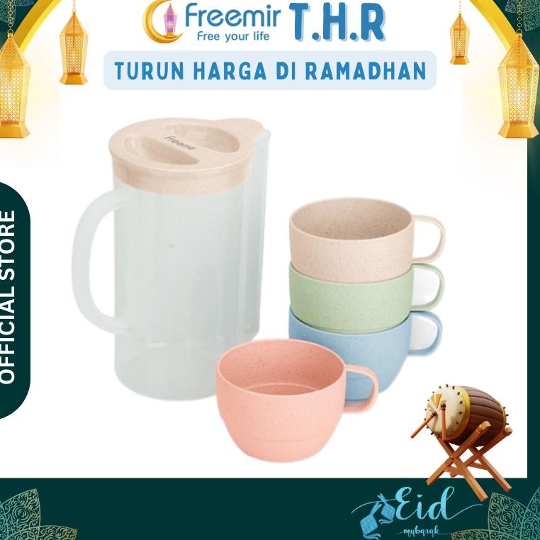 BOOMING freemir Set teko dengan gelas 4 Pcs/Teko Gelas teh/ Set Teko cangkir