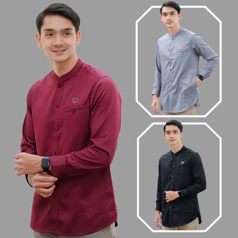 Baju Koko Pria Lengan Panjang Muslim QURTA RAJA TOJIRO SIZE M L XL