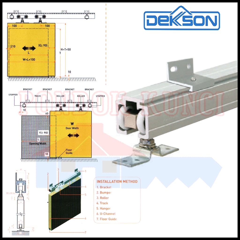 Rel Sleding Pintu Aluminium Dekkson 8901 D6 3 Meter Rail Sliding Pintu Geser Dekson