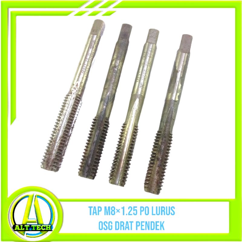 Tap baut M8×1.25 po tap lurus drat pendek kunci baut 12