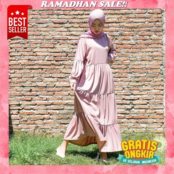 Mila Gamis Terbaru Brukat Tile Maxi Dress Muslim Wanita Remaja Dewasa Premium Pesta Kondangan Size J