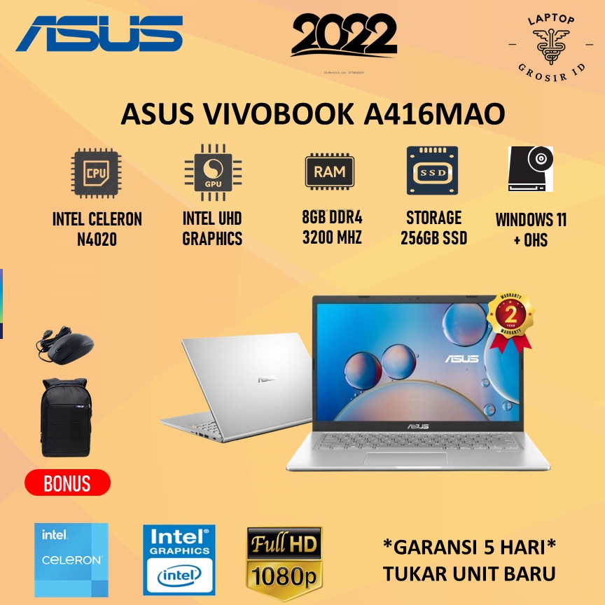 Laptop Asus Vivobook 14 A416MAO N4020 8GB 256SSD W11+OHS 14.0FHD BACKLIT