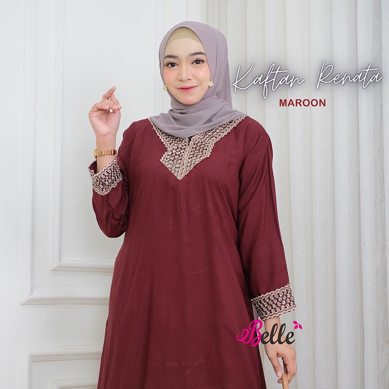 KAFTAN RENATA // Kaftan Ramadhan / Kaftan Polos Maroon- Hitam -Navy- Mustard- Hijau/ gamis ramadhan 