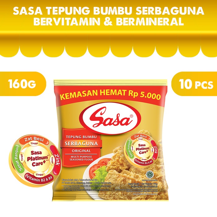 

COD- SASA Tepung Bumbu Serbaguna Bervitamin & Bermineral 160gr x 10 Pcs