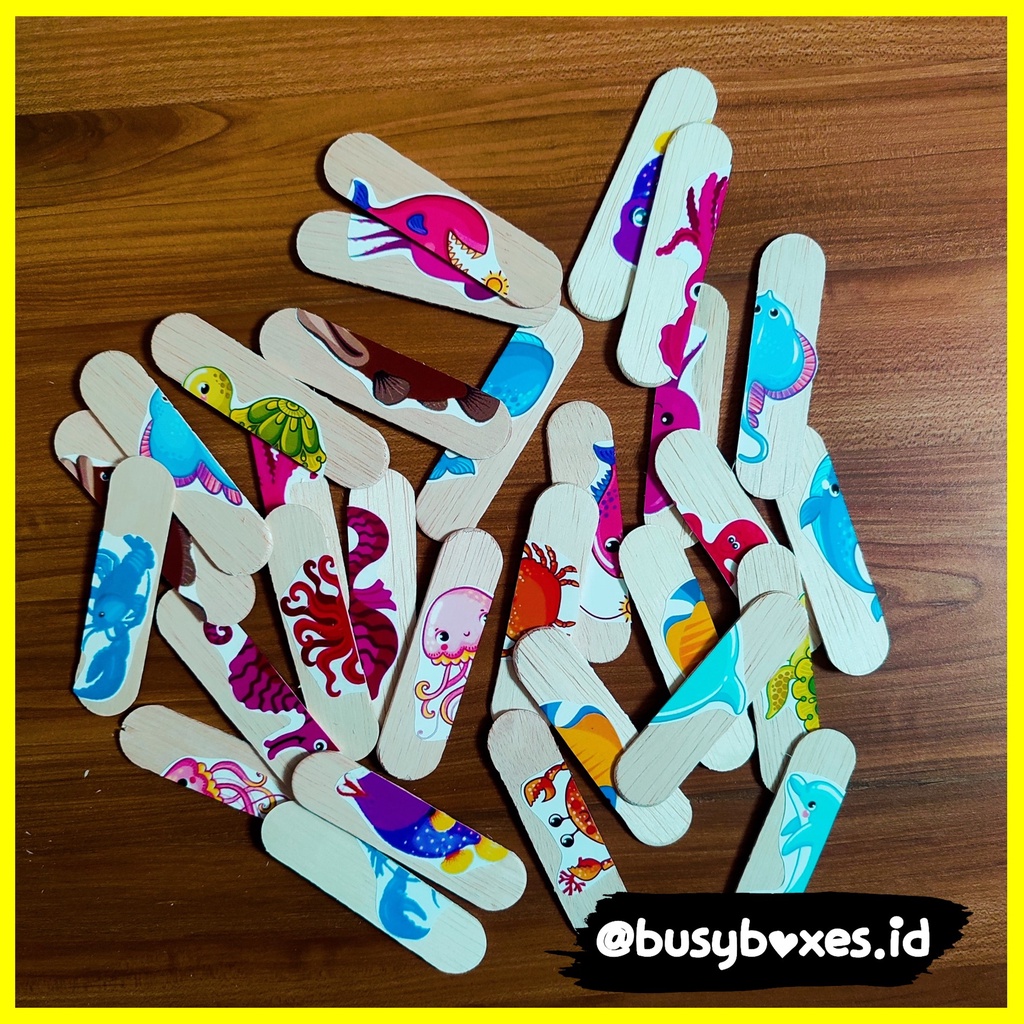 Busyboxes.id Mainan edukasi anak Puzzle popsicles lucu 2 keping seri animals sea