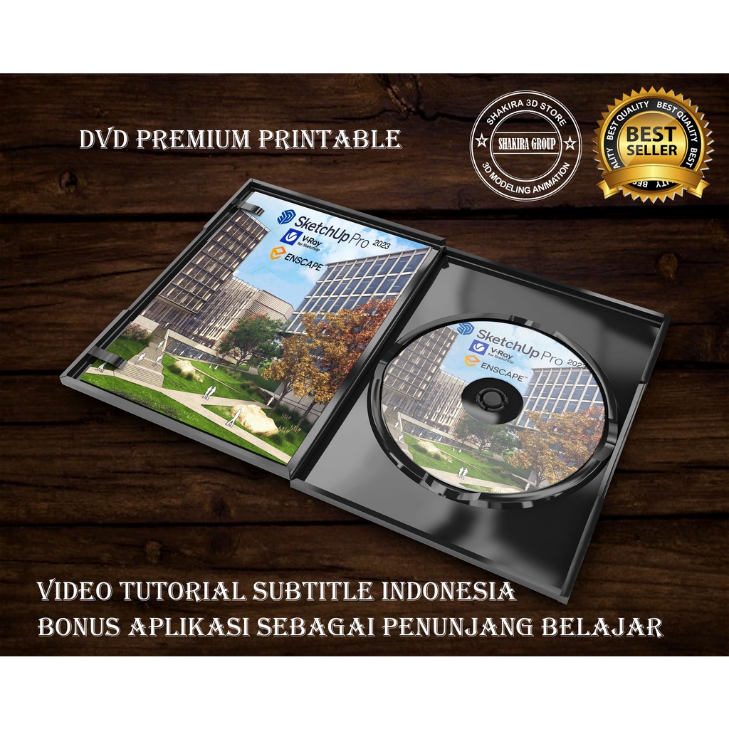 DVD SketchUp Studio 2023 VRay 6 Enscape 3 Video Tutorial Mastering SUBTITLE INDONESIA