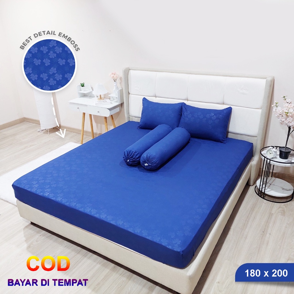 [✅COD] Paket Seprei Sprei Polos 180x200 Dan 4 Sarung Bantal Guling Homemade Katun Embos Dekorasi Kamar Tidur Perlengkapan Rumah