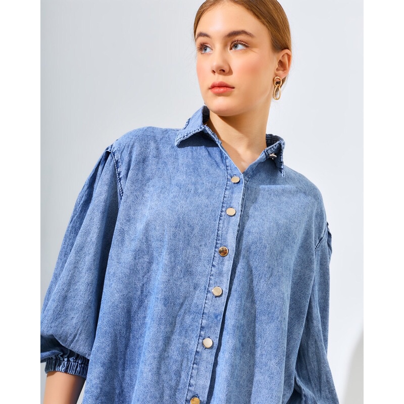 KEMEJA DENIM WANITA TANGAN PANJANG BBK SO HYUN