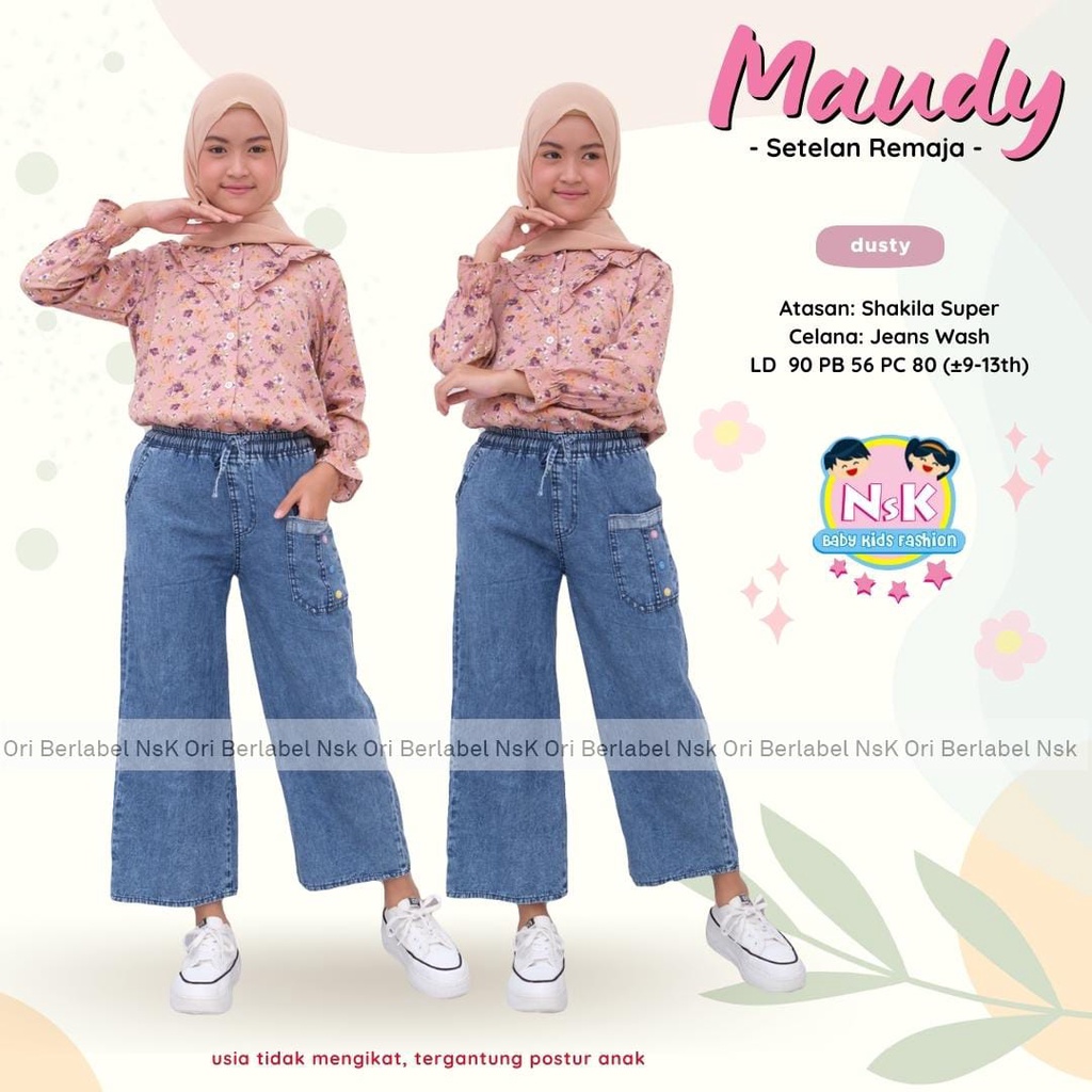 Setelan Celana Kulot Jeans Anak Remaja Tanggung Perumpuan Motif Terbaru / Baju Setelan Anak