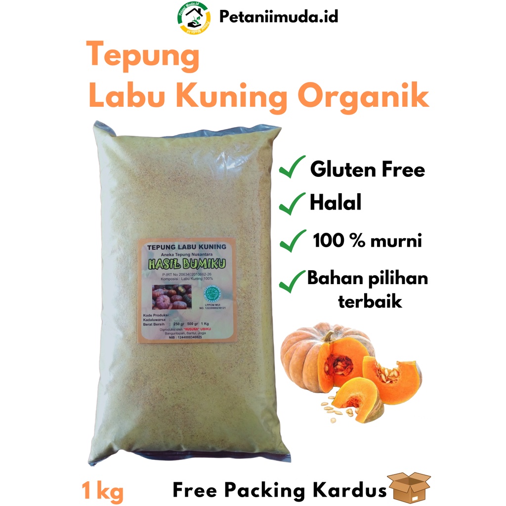 Tepung Labu Kuning Organik kemasan 1 KG/Tepung MPASI Labu Kuning Organik kemasan 1 kg/Tepung Labu Ku