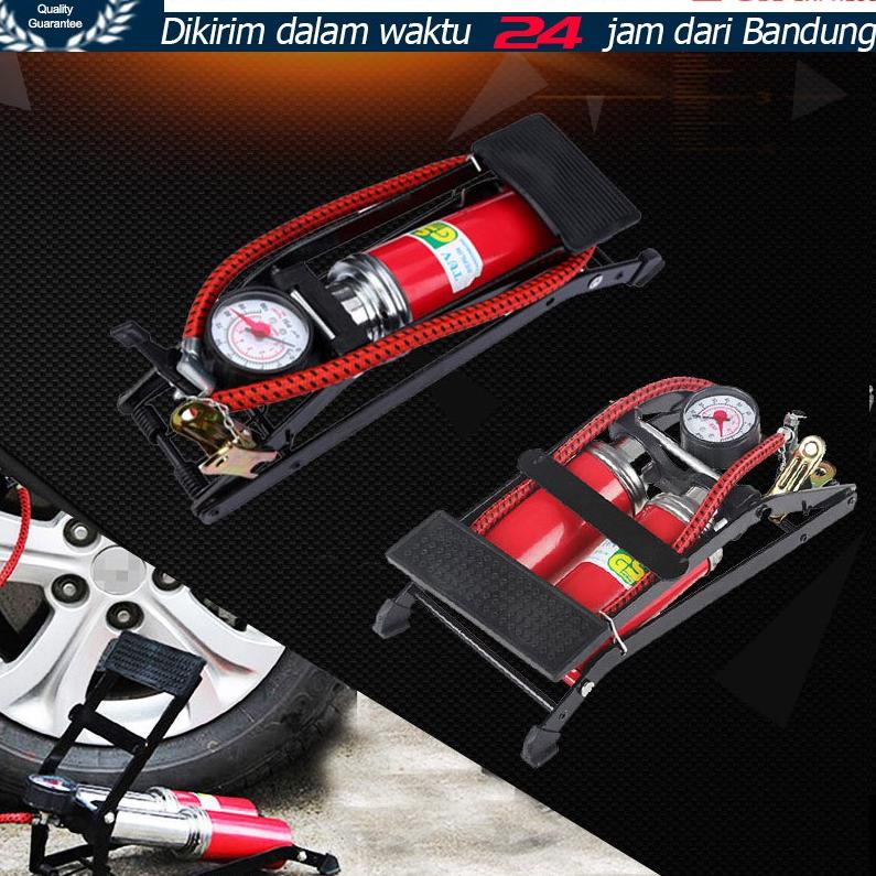 ℮ 2 Tabung Pompa Angin Pompa Injak Kaki Darurat Foot Pump untuk Ban Motor Mobil Sepeda Bola ۞