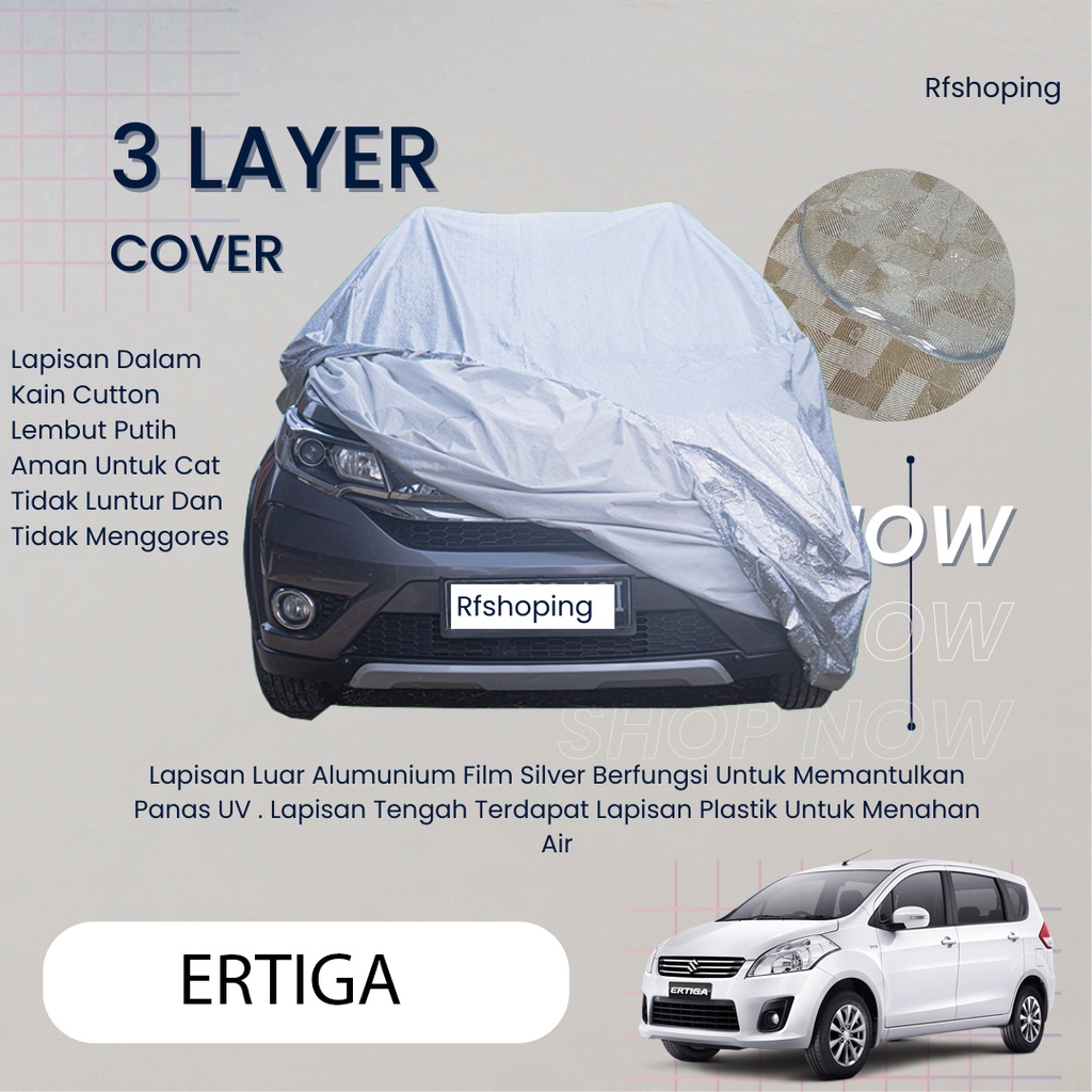 3 Lapis Cover Mobil Ertiga Sarung Mobil Ertiga Outdoor 3 layer Anti air Anti Luntur Mobil Putih