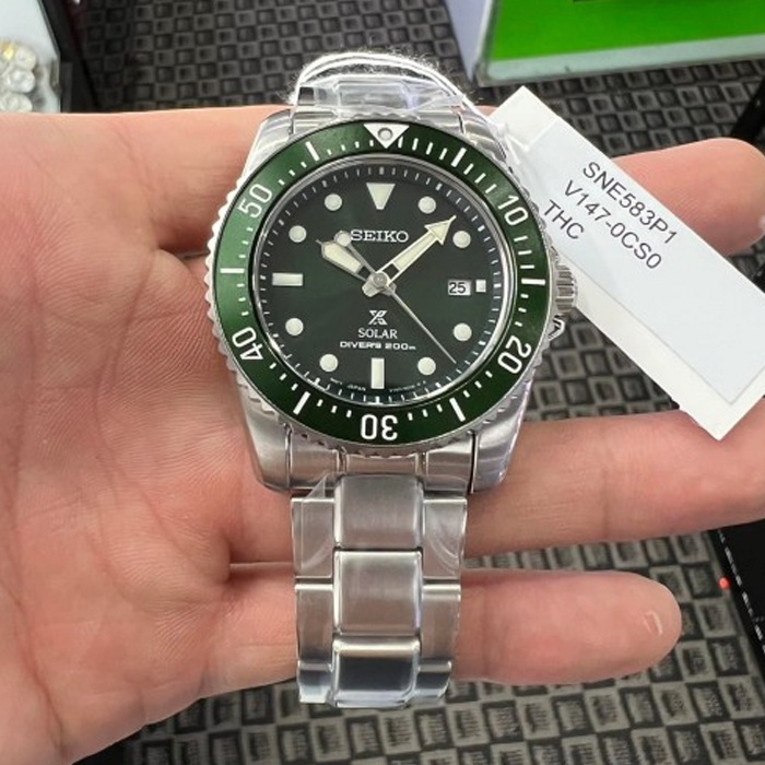 Seiko Prospex SNE583P1 Solar Diver Green - Jam Tangan Pria SNE583