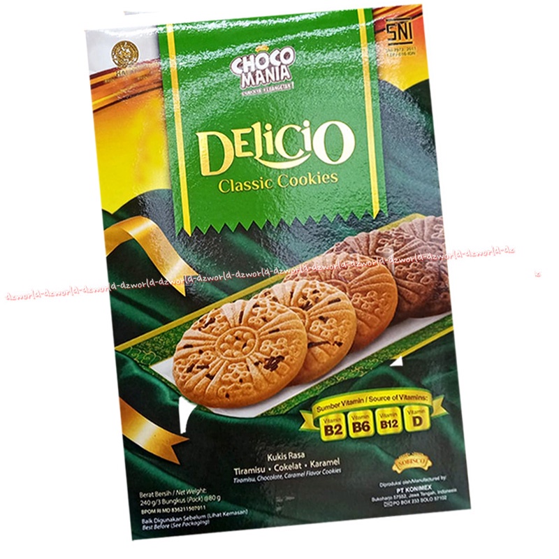 Choco Mania 240gr Delicio Classic Cookies Kemasan Besar Kukis Rasa Cokelat Tiramisu Karamel Cookies Coco Delikio Mania Klasik Kukis