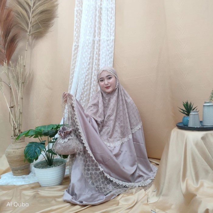 Mukena Syakira Dewasa Mix Brukat Mewah Sutra Velvet Premium