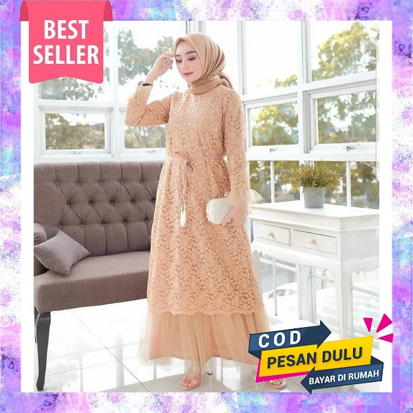 Modern Dress Gamis Lebaran Warna Hijau Army Kasual Kekinian Terbaru 2023 Gamis Wanita Dewasa Bahan A