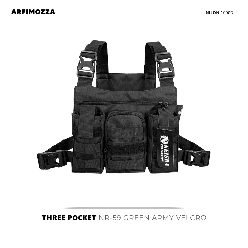 TAS DADA PRIA TACTICAL ORIGINAL NEISDA HITAM / CHEST RIG BAG NEISDA ORIGINAL THREE POCKET VELCRO / CHEST BAG PREMIUM ORIGINAL NEISDA