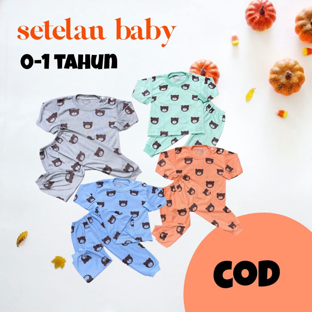 (3pcs + 1 free ) Setelan Piyama Anak Bayi Tangan Panjang 1-2 Tahun Unisex