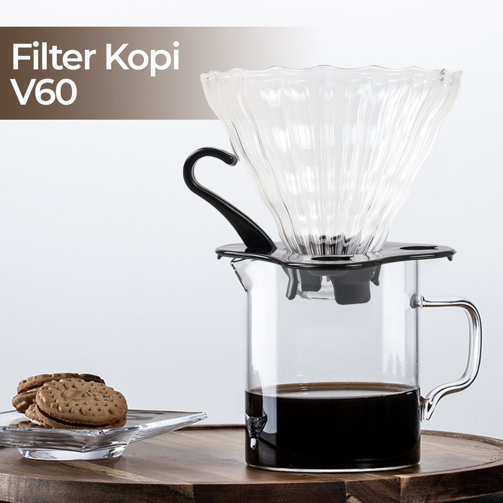 Wadah Filter Kopi Kaca V60 Reusable Glass Coffee Dripper - SD-8106 - Transparent