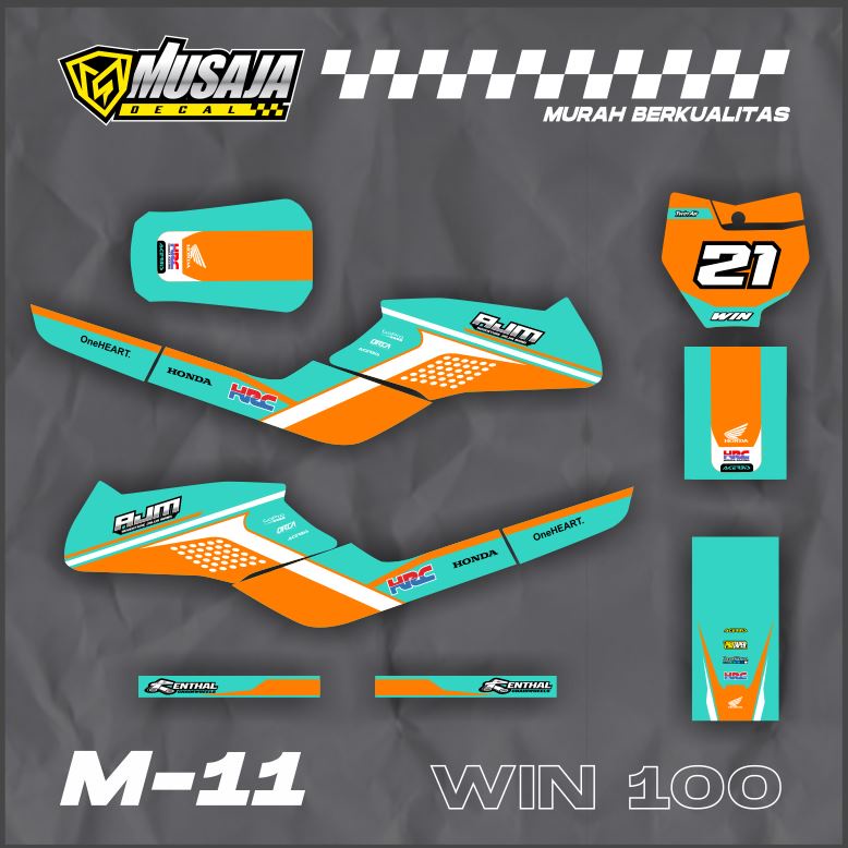 Decal stiker Honda WIN 100 body custom hijau oren full body