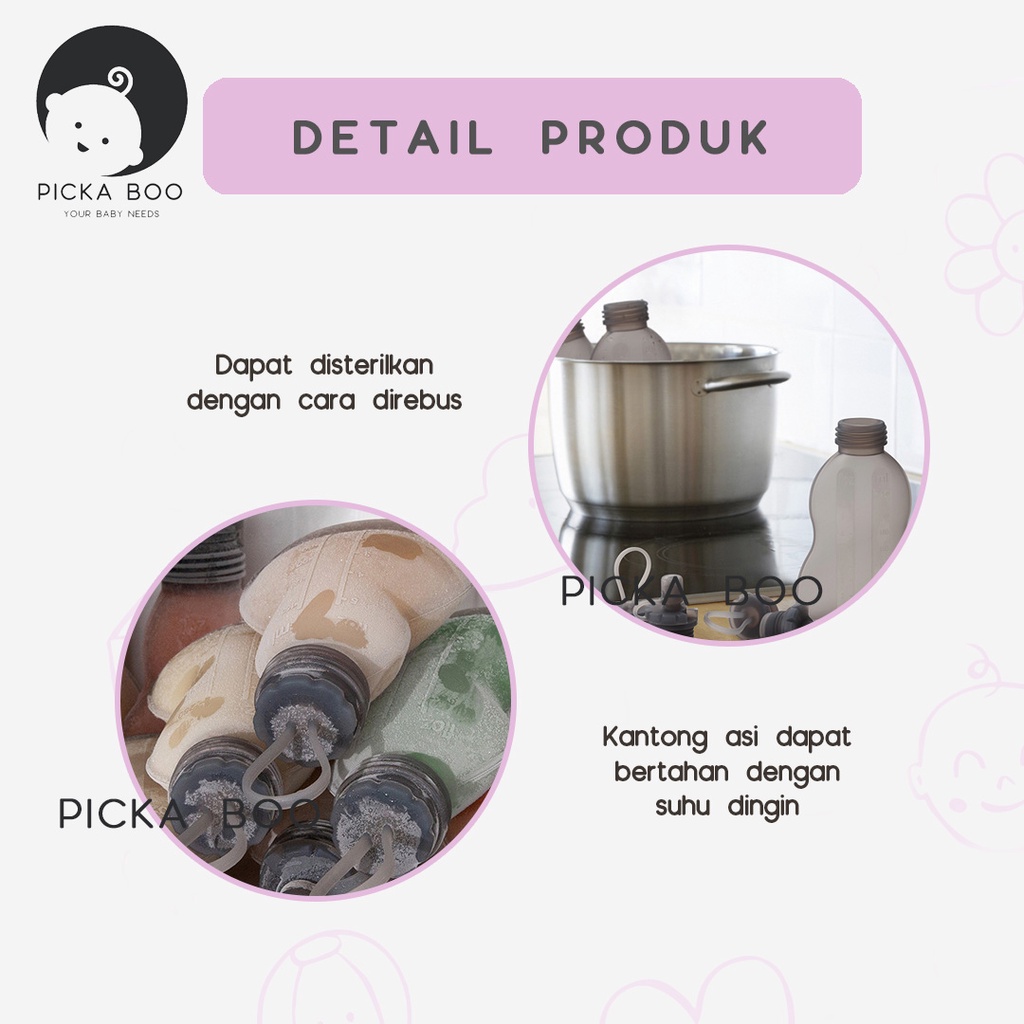 PICKA BOO Juice Reusable Breastmilk Bag  Kantong Asi Silikon FREE PEMBERSIH BOTOL