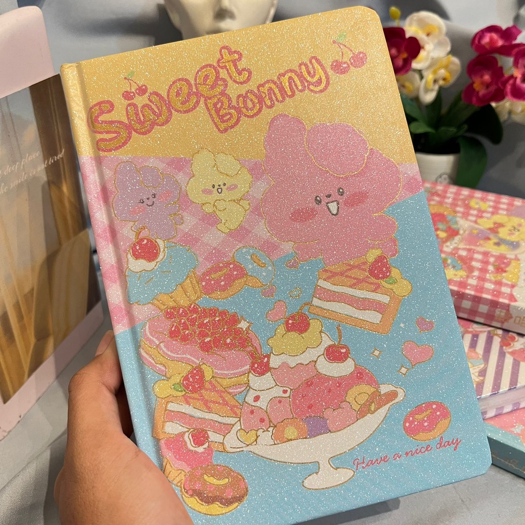 Buku Tulis A5 hard cover model Sweet Bunny cute isi 50 lembar termurah Buku Tulis bergaris bermotif imut lucu perlengkapan sekolah anak lengkap fancy kualitas terbaik bisa cod