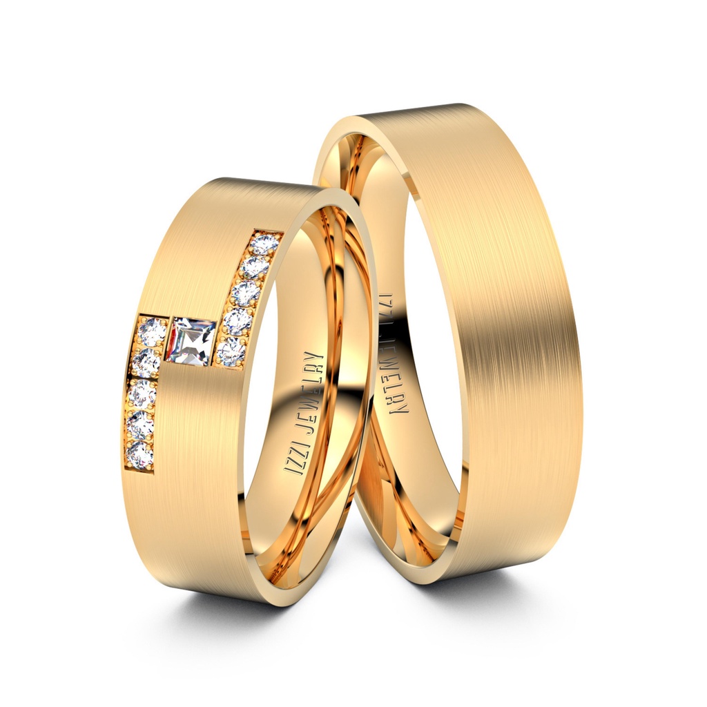 Izzi Jewelry - Cincin Couple Perak Nikah Tunangan Kawin Finishing Gold Bergaransi Dan Bersertifikat 