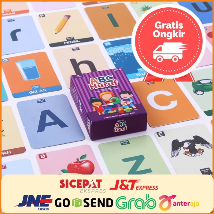 mainan anak  Flashcard ABC Huruf - Mainan Edukasi Anak Alfabet - Kartu Pintar Abjad(V3U7) mainan ana