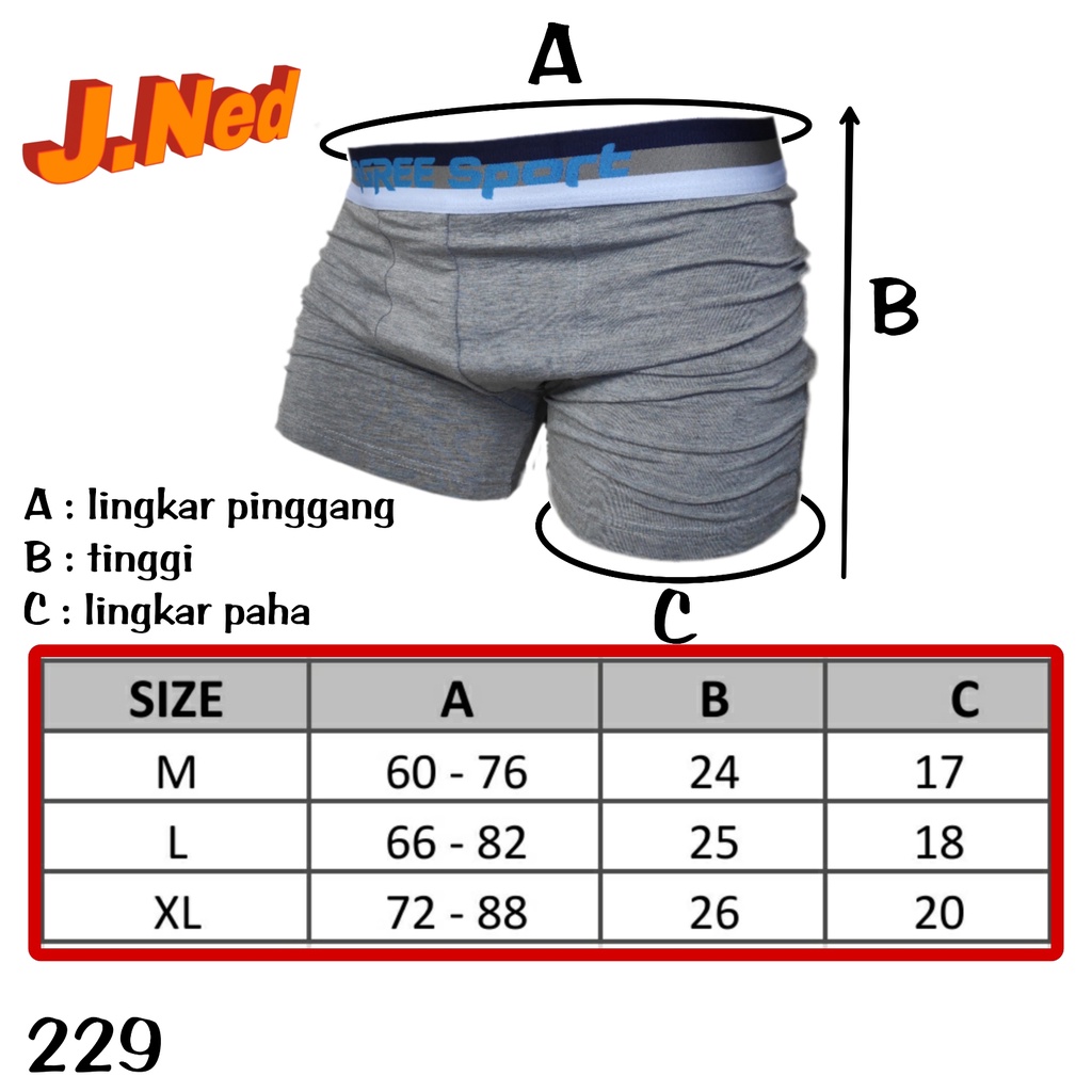 J229D (ISI 2 PCS) BOXER PRIA DEWASA AGREE SIZE M-XL